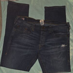 True Religion Men's Distressed Indigo Jeans